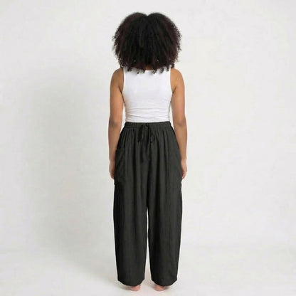 Émilienne | Women’s Linen Wide-Leg Drawstring Pants with Pockets