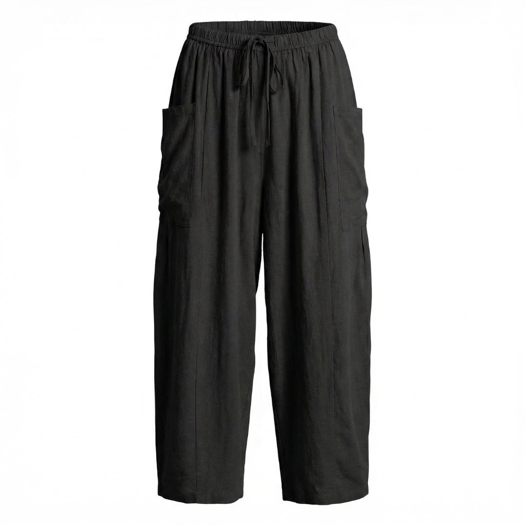 Émilienne | Women’s Linen Wide-Leg Drawstring Pants with Pockets