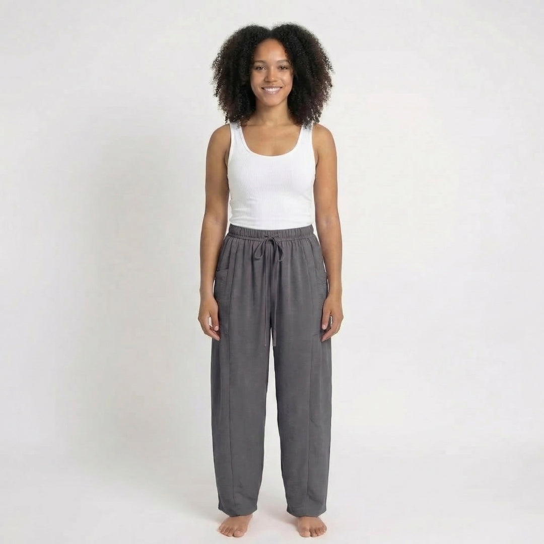 Émilienne | Women’s Linen Wide-Leg Drawstring Pants with Pockets