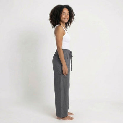 Émilienne | Women’s Linen Wide-Leg Drawstring Pants with Pockets
