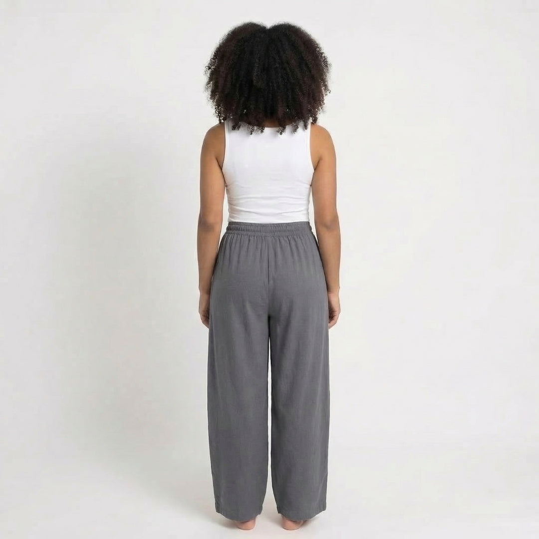 Émilienne | Women’s Linen Wide-Leg Drawstring Pants with Pockets