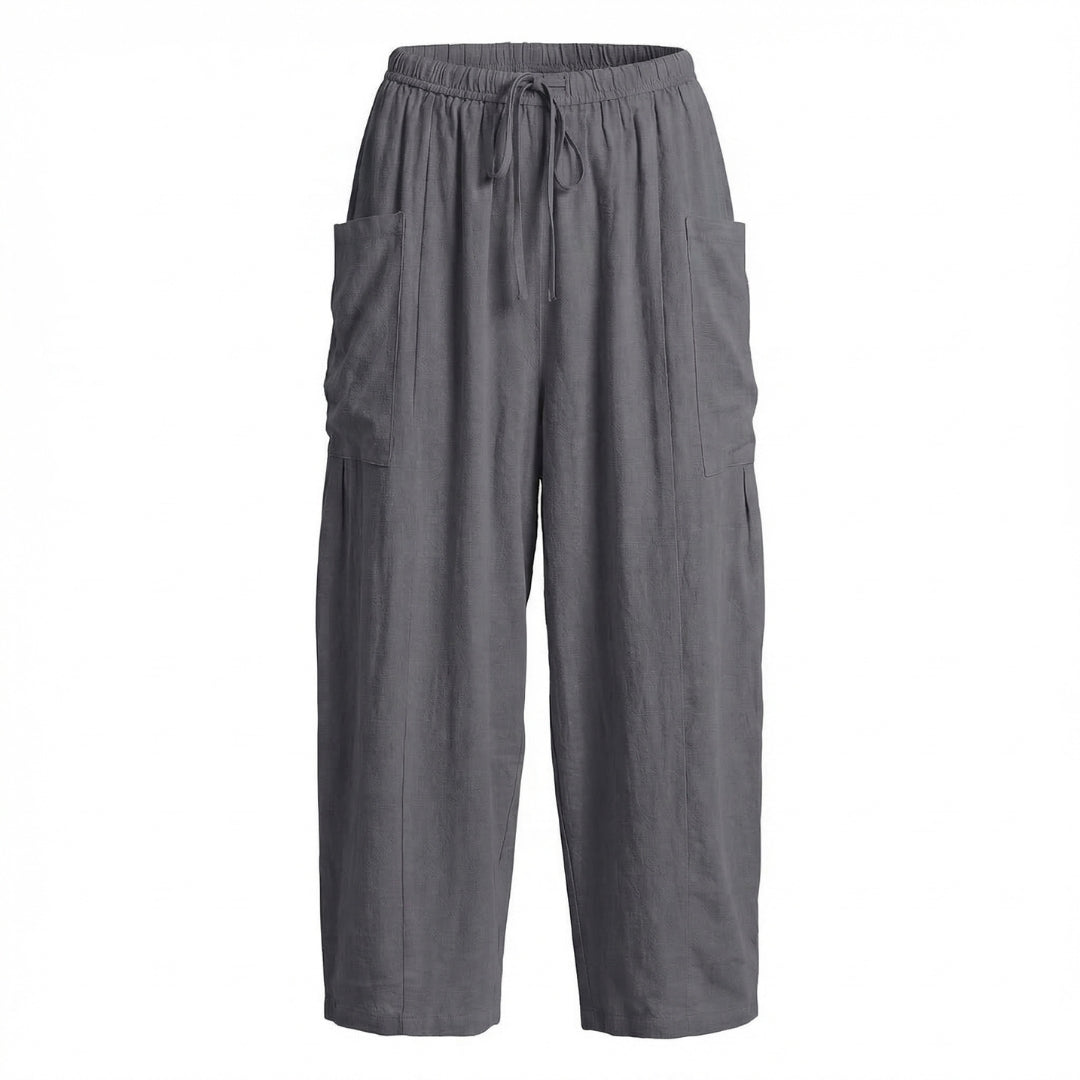 Émilienne | Women’s Linen Wide-Leg Drawstring Pants with Pockets