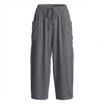 Émilienne | Women’s Linen Wide-Leg Drawstring Pants with Pockets