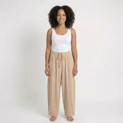 Émilienne | Women’s Linen Wide-Leg Drawstring Pants with Pockets