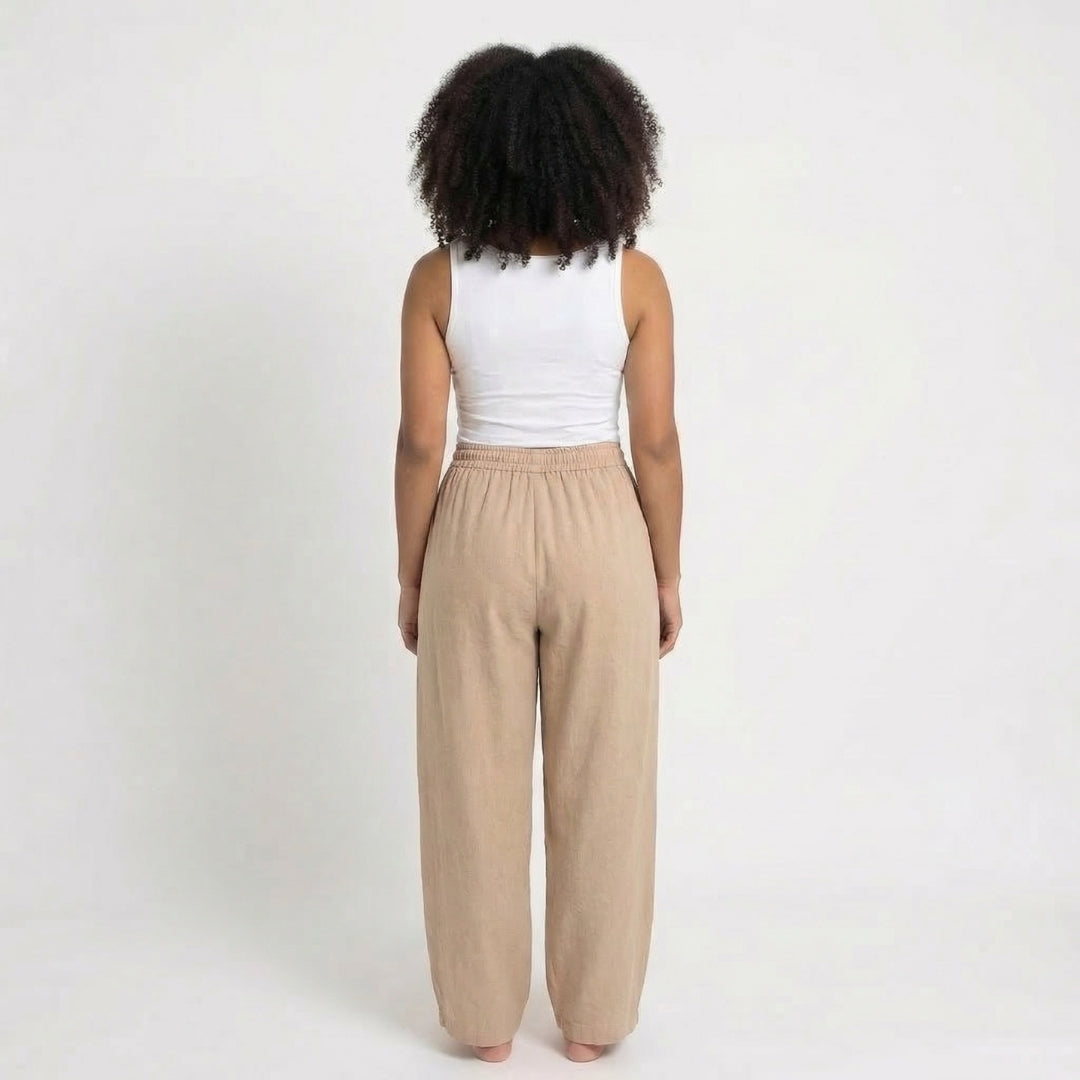 Émilienne | Women’s Linen Wide-Leg Drawstring Pants with Pockets