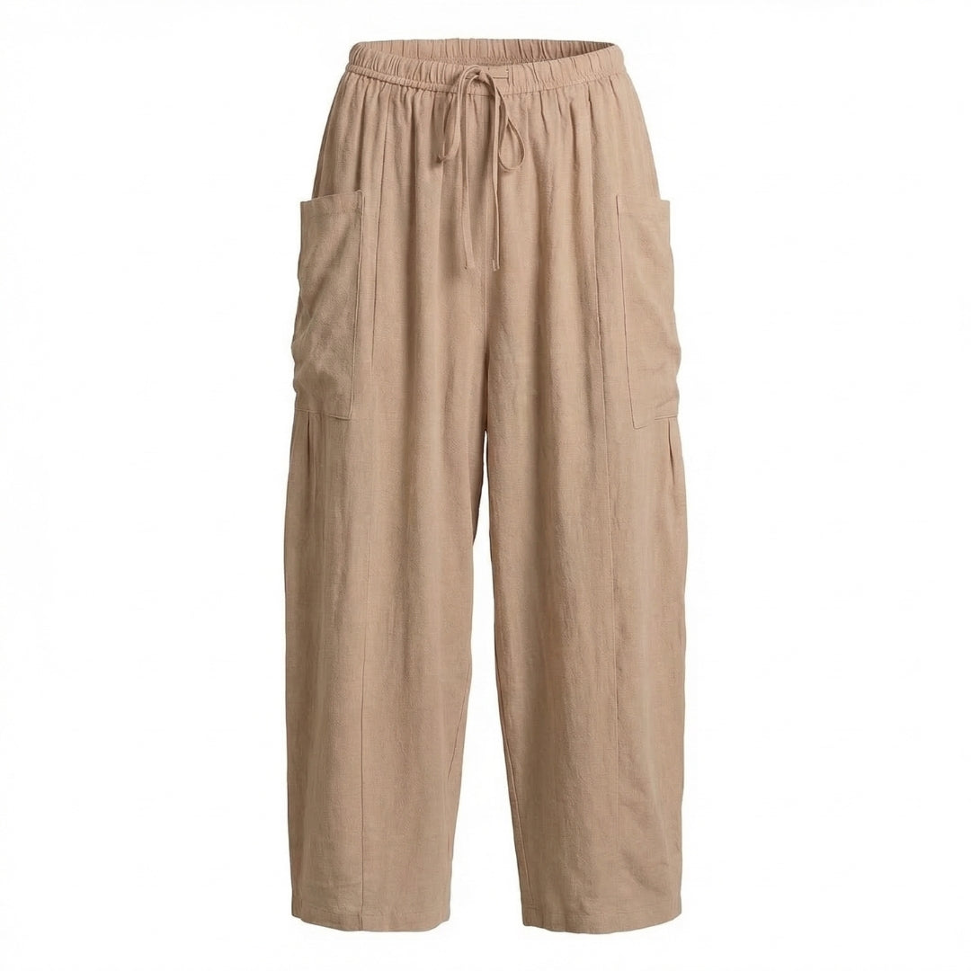 Émilienne | Women’s Linen Wide-Leg Drawstring Pants with Pockets