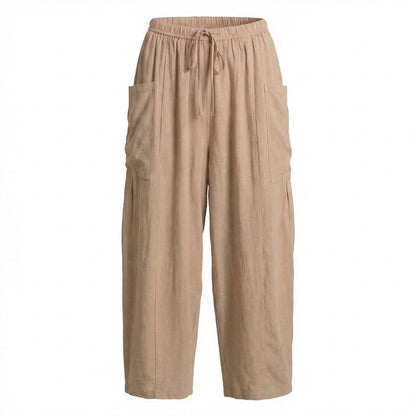 Émilienne | Women’s Linen Wide-Leg Drawstring Pants with Pockets