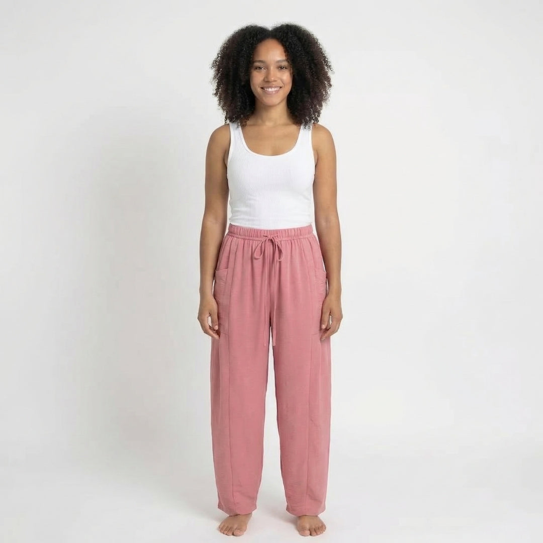 Émilienne | Women’s Linen Wide-Leg Drawstring Pants with Pockets