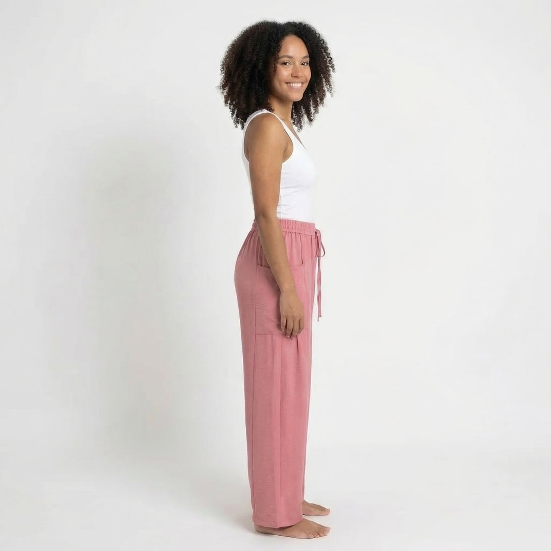 Émilienne | Women’s Linen Wide-Leg Drawstring Pants with Pockets