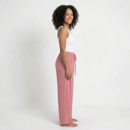 Émilienne | Women’s Linen Wide-Leg Drawstring Pants with Pockets