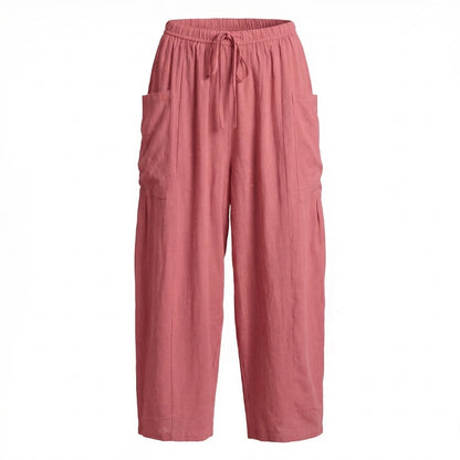 Émilienne | Women’s Linen Wide-Leg Drawstring Pants with Pockets