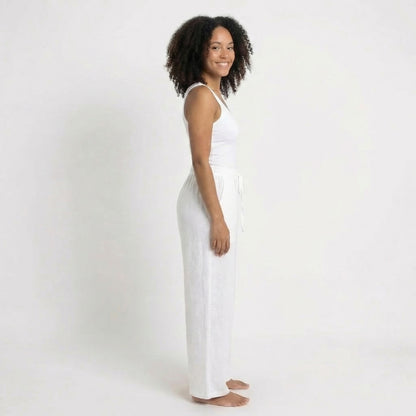 Émilienne | Women’s Linen Wide-Leg Drawstring Pants with Pockets