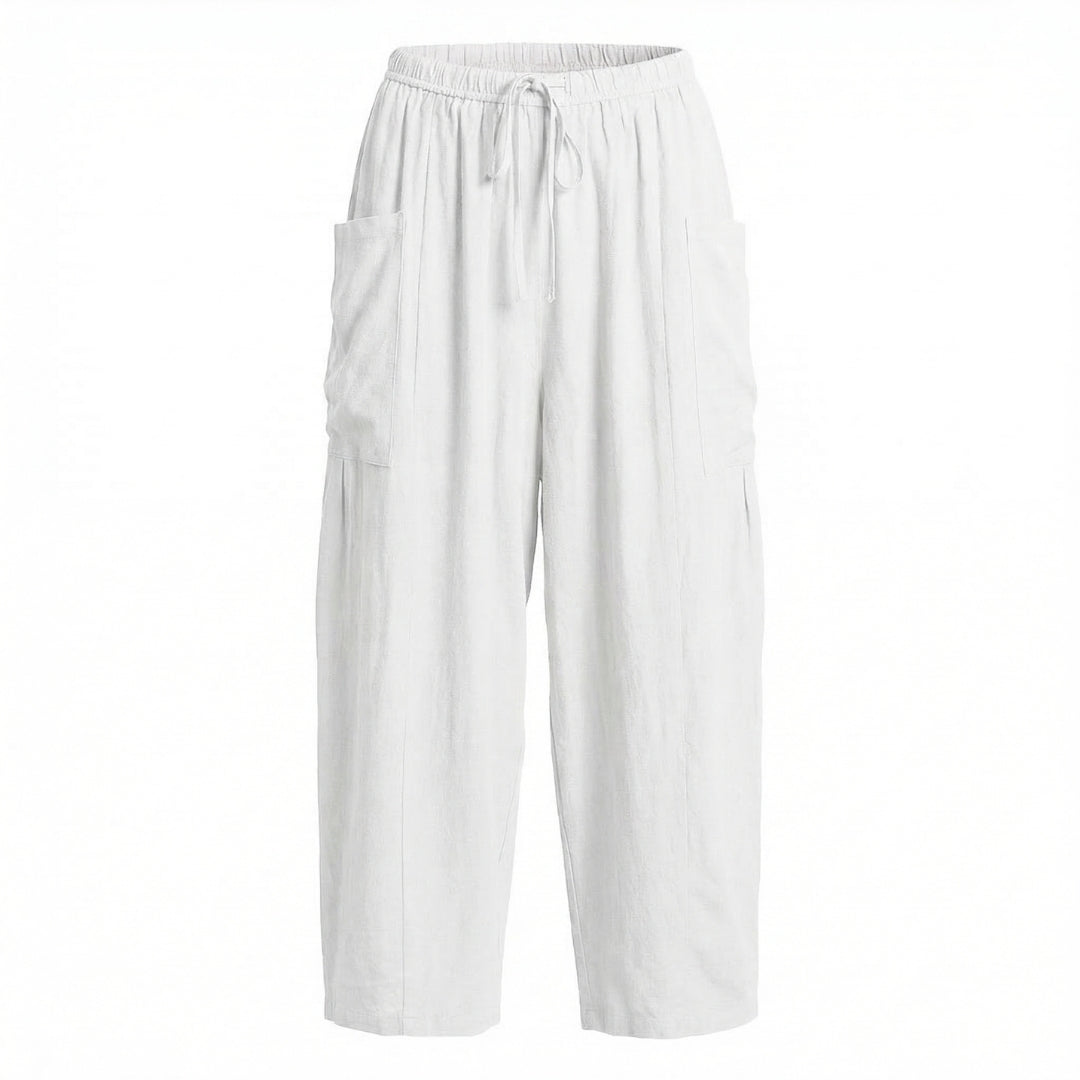 Émilienne | Women’s Linen Wide-Leg Drawstring Pants with Pockets