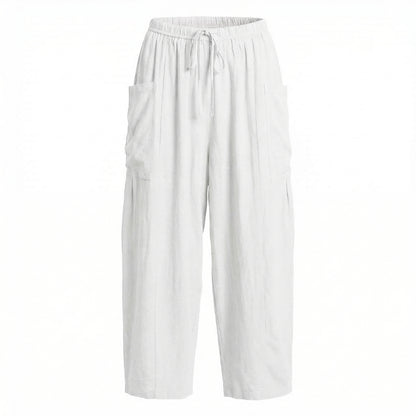 Émilienne | Women’s Linen Wide-Leg Drawstring Pants with Pockets