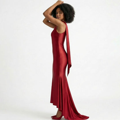 Estelle | Women’s Stretch Jersey One-Shoulder Midi Dress with Scarf