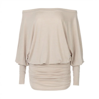 Evelyn Women’s Polyester Long-Sleeve Off-Shoulder Mini Dress Ruched