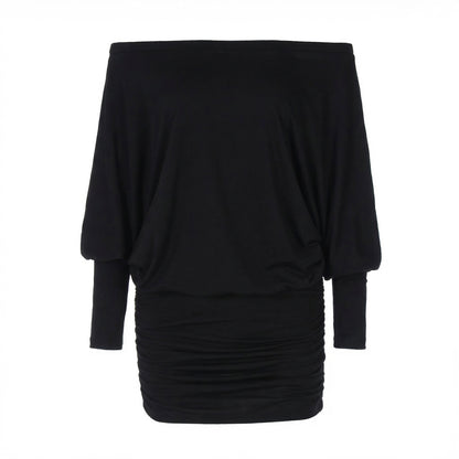Evelyn Women’s Polyester Long-Sleeve Off-Shoulder Mini Dress Ruched