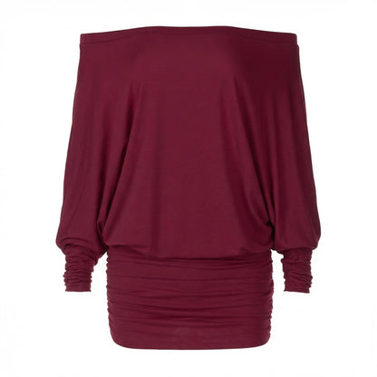 Evelyn Women’s Polyester Long-Sleeve Off-Shoulder Mini Dress Ruched