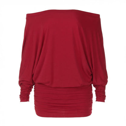 Evelyn Women’s Polyester Long-Sleeve Off-Shoulder Mini Dress Ruched