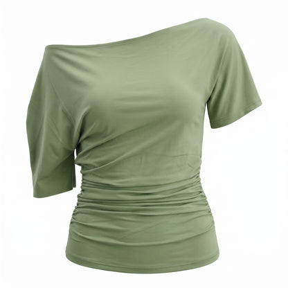 Faye Women's Top Off-Shoulder Ruched Slim, Short Sleeve