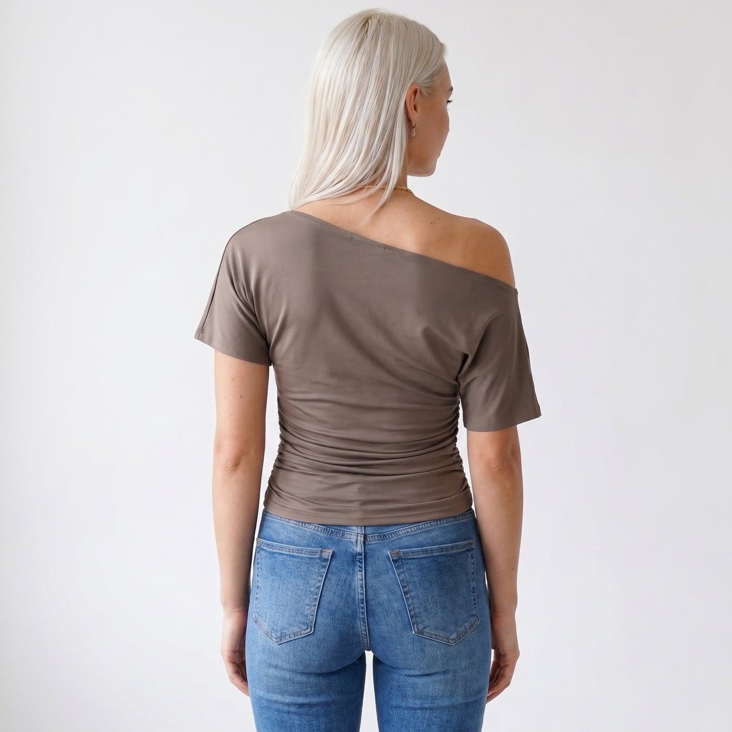 Faye Women's Top Off-Shoulder Ruched Slim, Short Sleeve