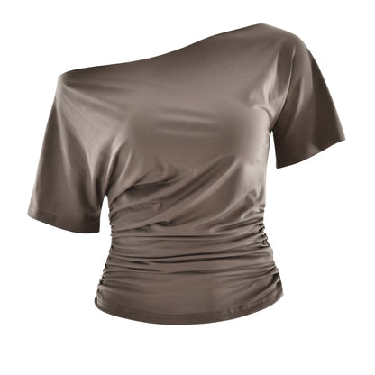 Faye Women's Top Off-Shoulder Ruched Slim, Short Sleeve