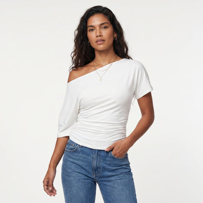 Faye Women's Top Off-Shoulder Ruched Slim, Short Sleeve