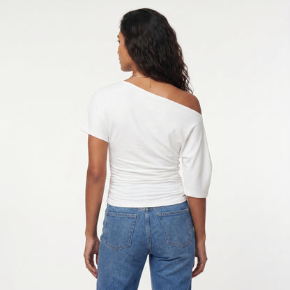 Faye Women's Top Off-Shoulder Ruched Slim, Short Sleeve
