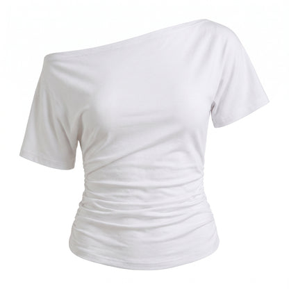 Faye Women's Top Off-Shoulder Ruched Slim, Short Sleeve