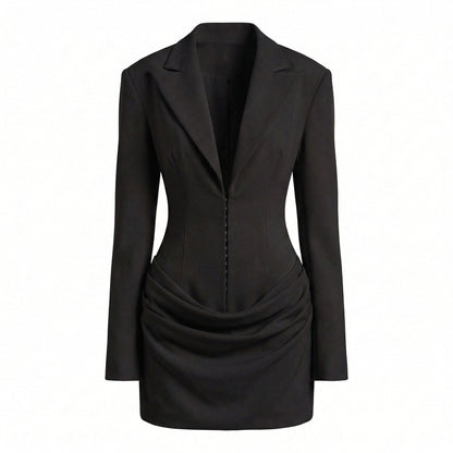 Fleur | Women’s Suiting Blazer Mini Dress with Hook-and-Eye