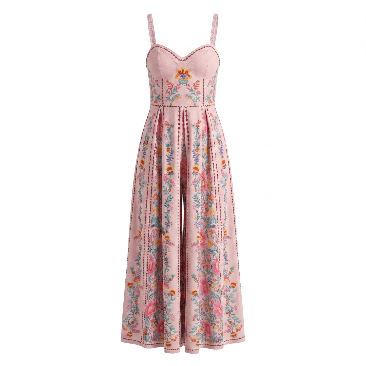 Flora Women's Maxi Dress Bead Strap Floral Print, Sweetheart
