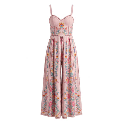 Flora Women's Maxi Dress Bead Strap Floral Print, Sweetheart