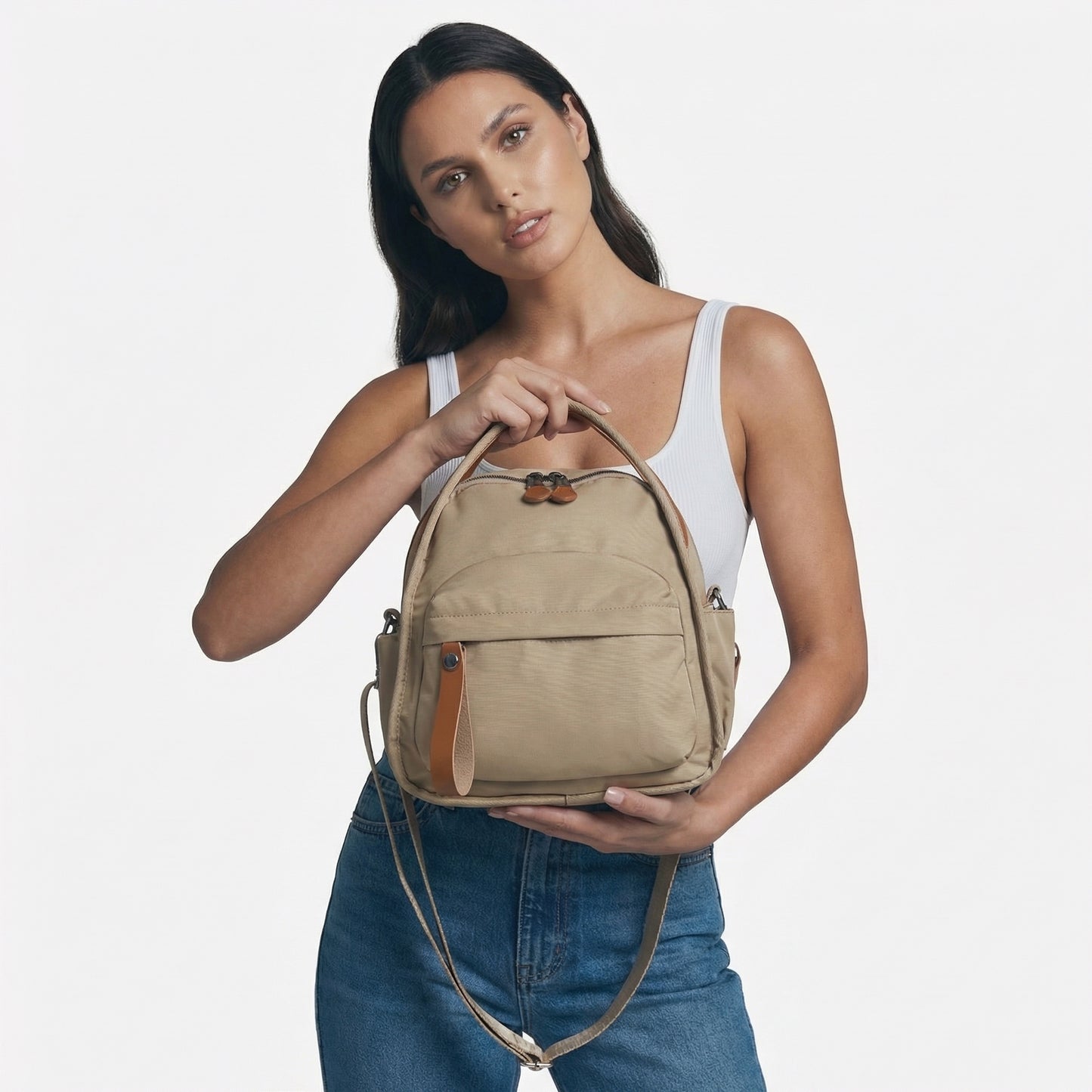 Florence | Women’s Water-Repellent Nylon Crossbody Bag Double-Zip