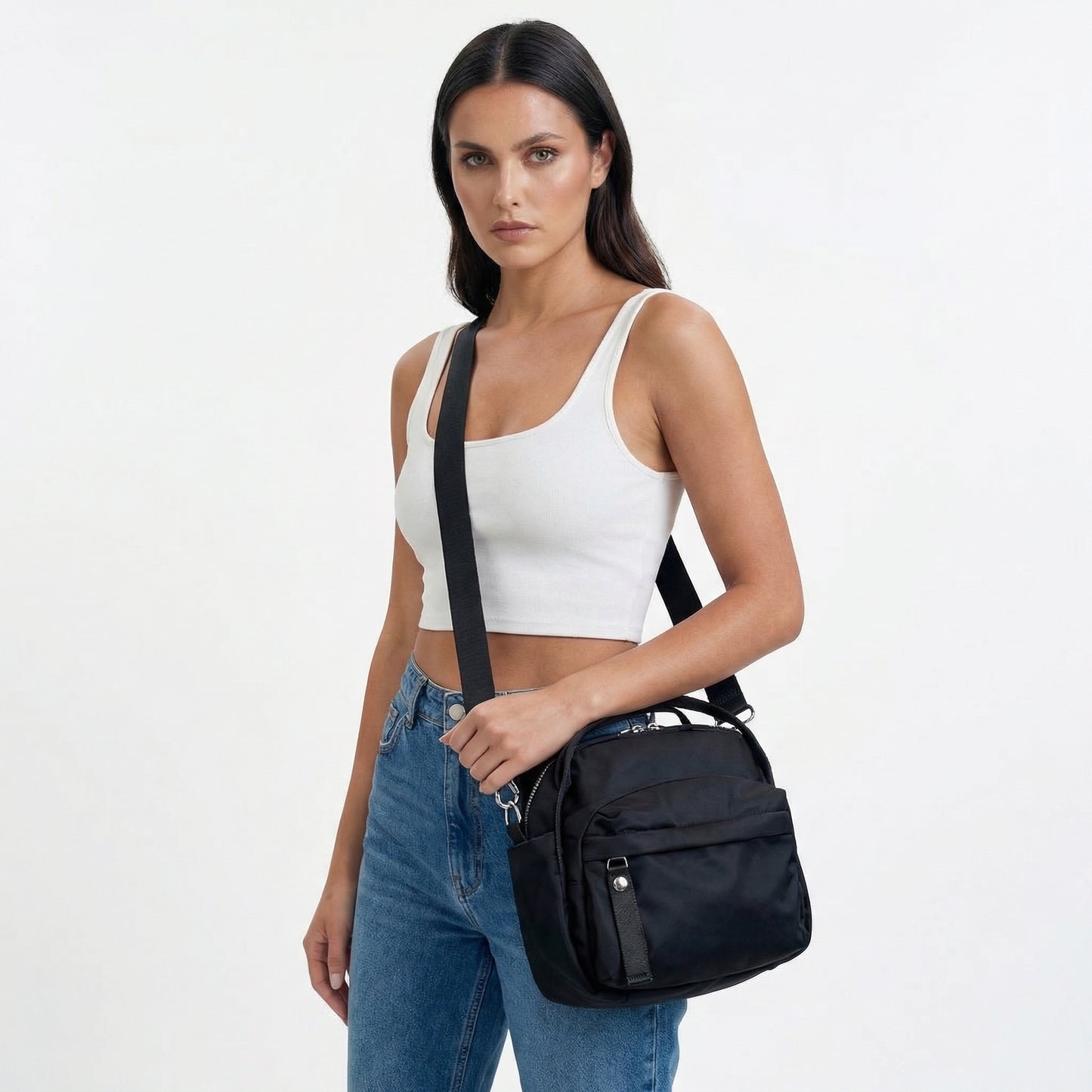Florence | Women’s Water-Repellent Nylon Crossbody Bag Double-Zip