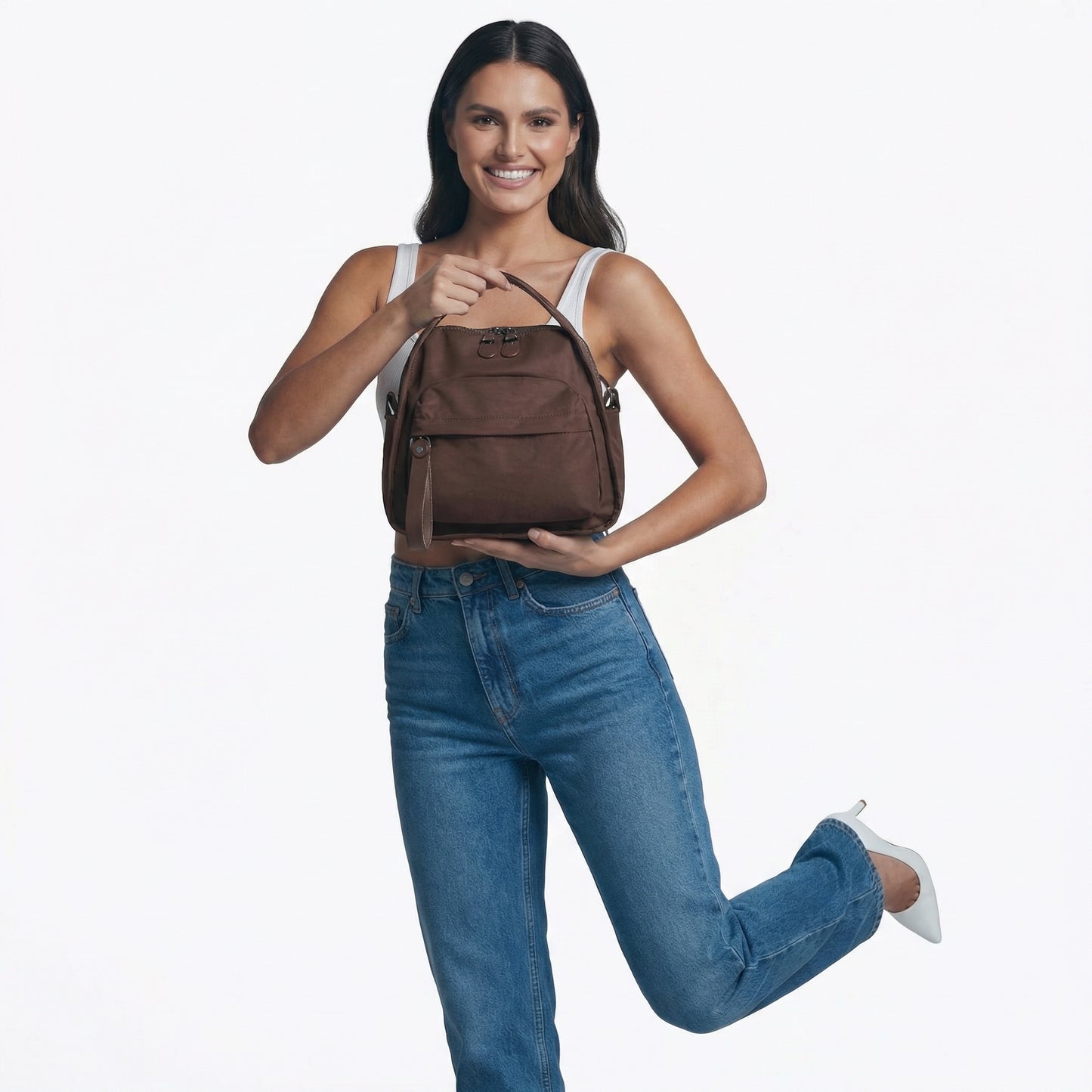 Florence | Women’s Water-Repellent Nylon Crossbody Bag Double-Zip