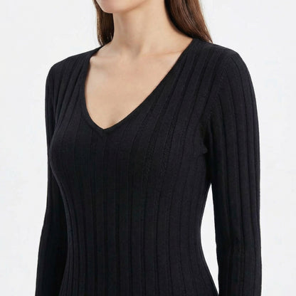 Garance | Women’s Ribbed Knit Long-Sleeve Maxi Dress with Tie-Back