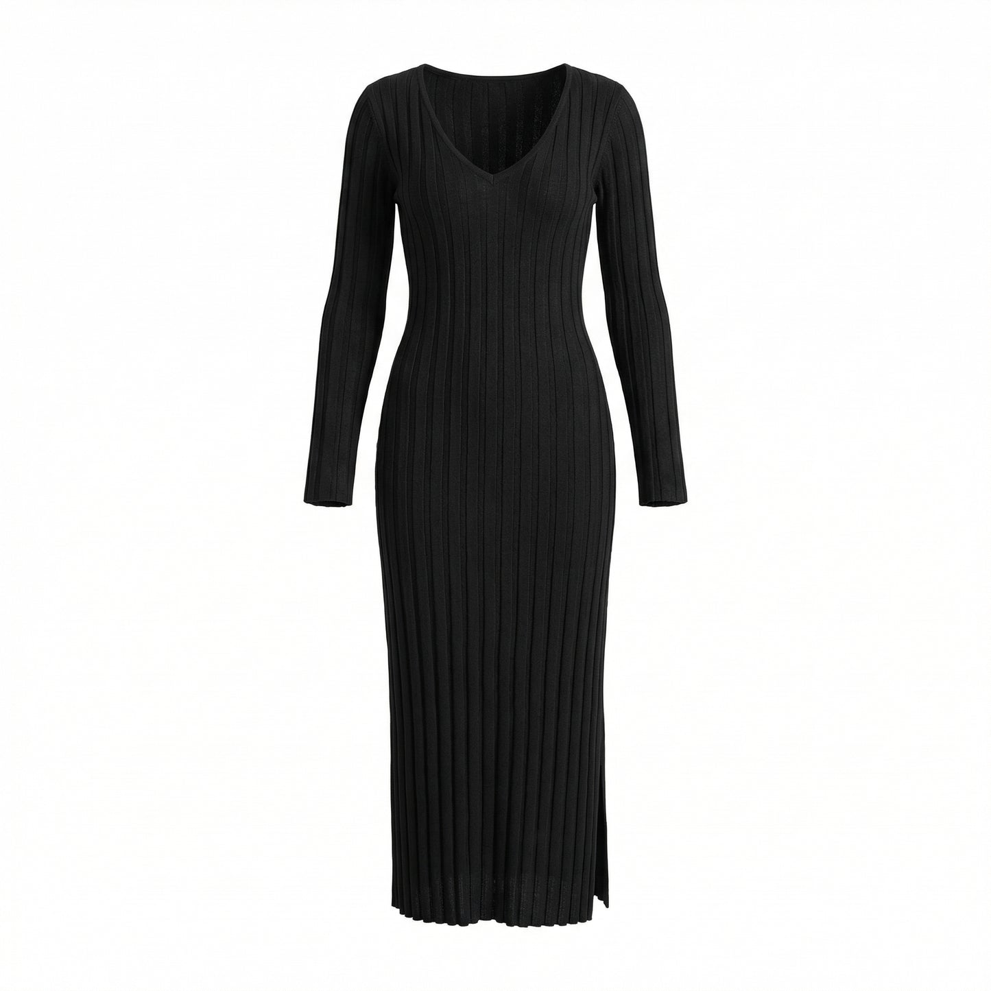 Garance | Women’s Ribbed Knit Long-Sleeve Maxi Dress with Tie-Back
