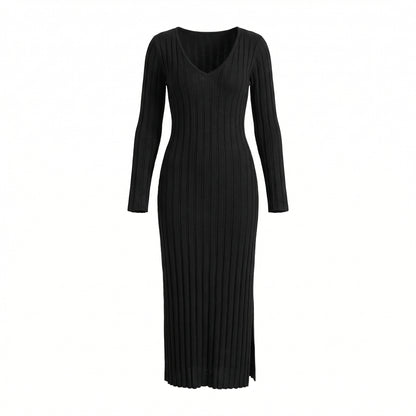 Garance | Women’s Ribbed Knit Long-Sleeve Maxi Dress with Tie-Back