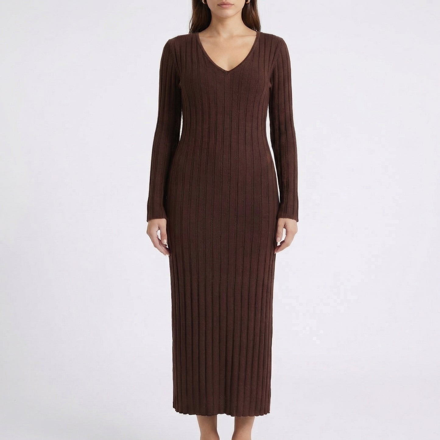 Garance | Women’s Ribbed Knit Long-Sleeve Maxi Dress with Tie-Back