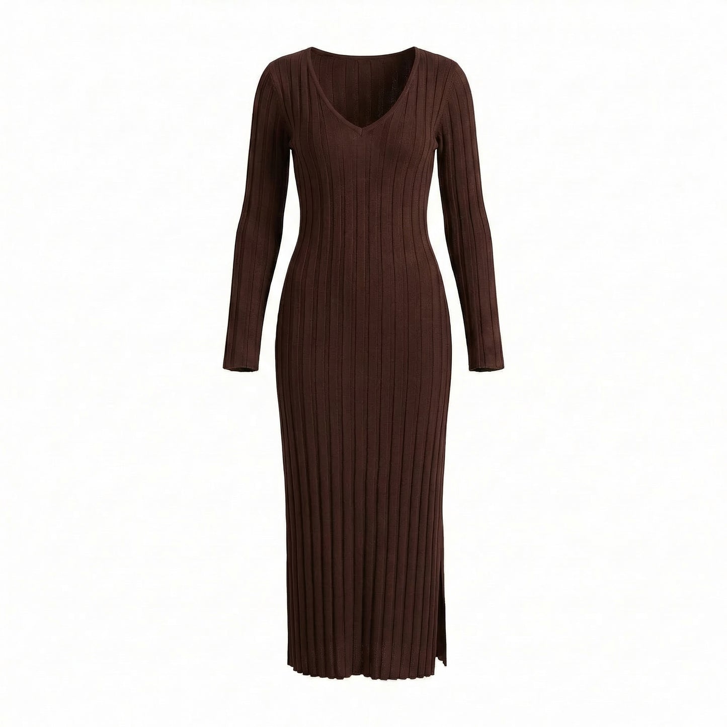 Garance | Women’s Ribbed Knit Long-Sleeve Maxi Dress with Tie-Back