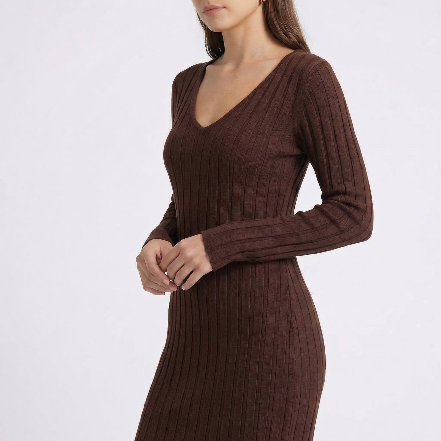 Garance | Women’s Ribbed Knit Long-Sleeve Maxi Dress with Tie-Back