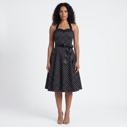 Geneviève Women’s Polka Dot Halter Midi Dress