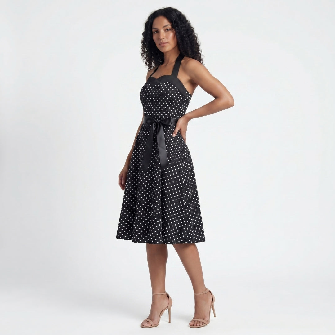 Geneviève Women’s Polka Dot Halter Midi Dress
