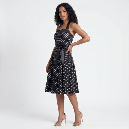 Geneviève Women’s Polka Dot Halter Midi Dress