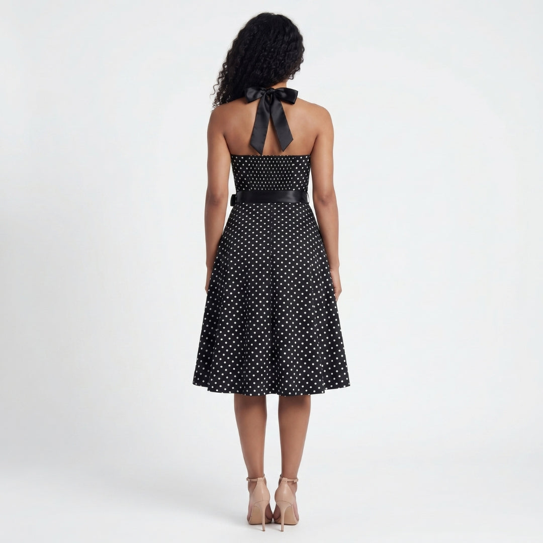 Geneviève Women’s Polka Dot Halter Midi Dress