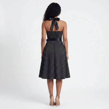 Geneviève Women’s Polka Dot Halter Midi Dress