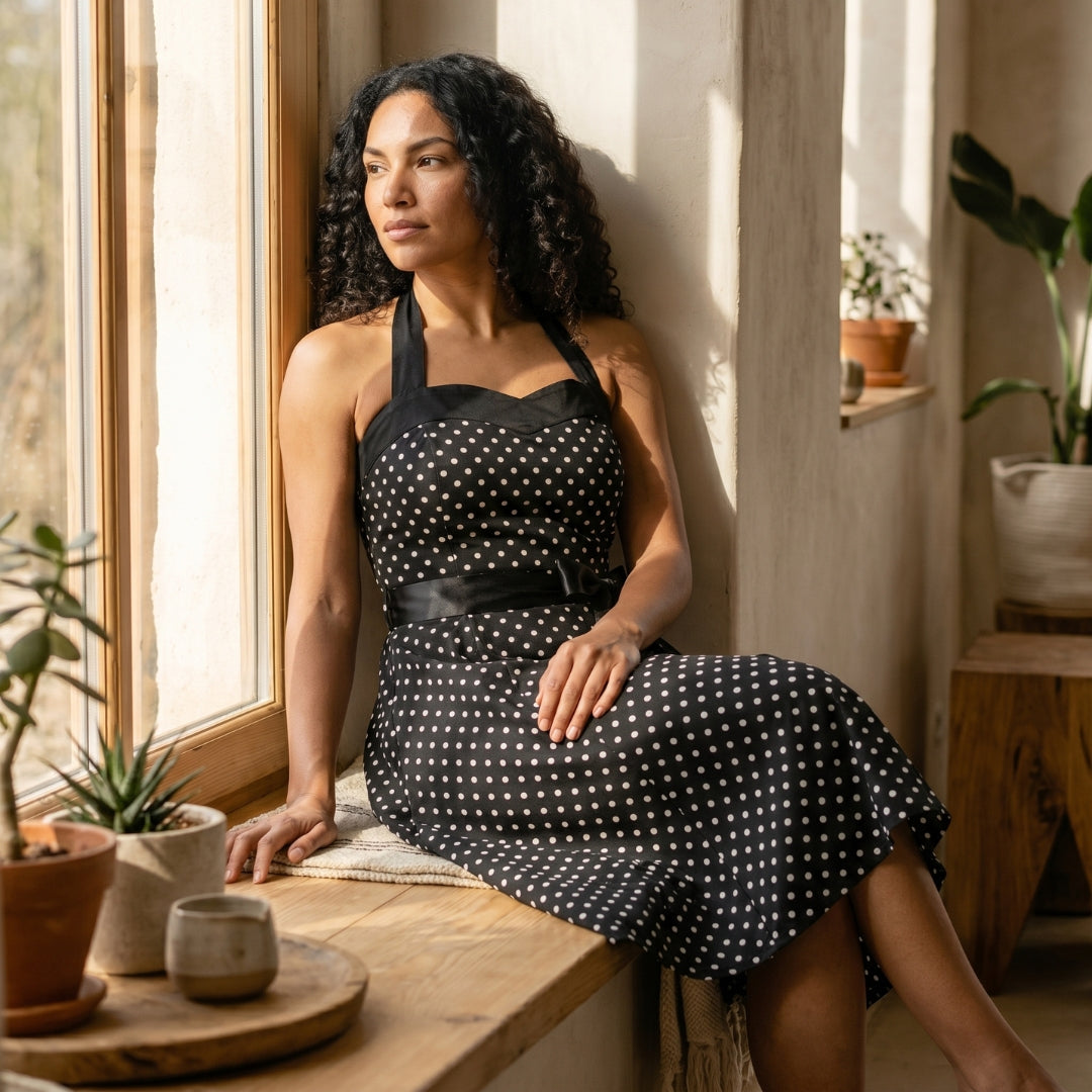 Geneviève Women’s Polka Dot Halter Midi Dress