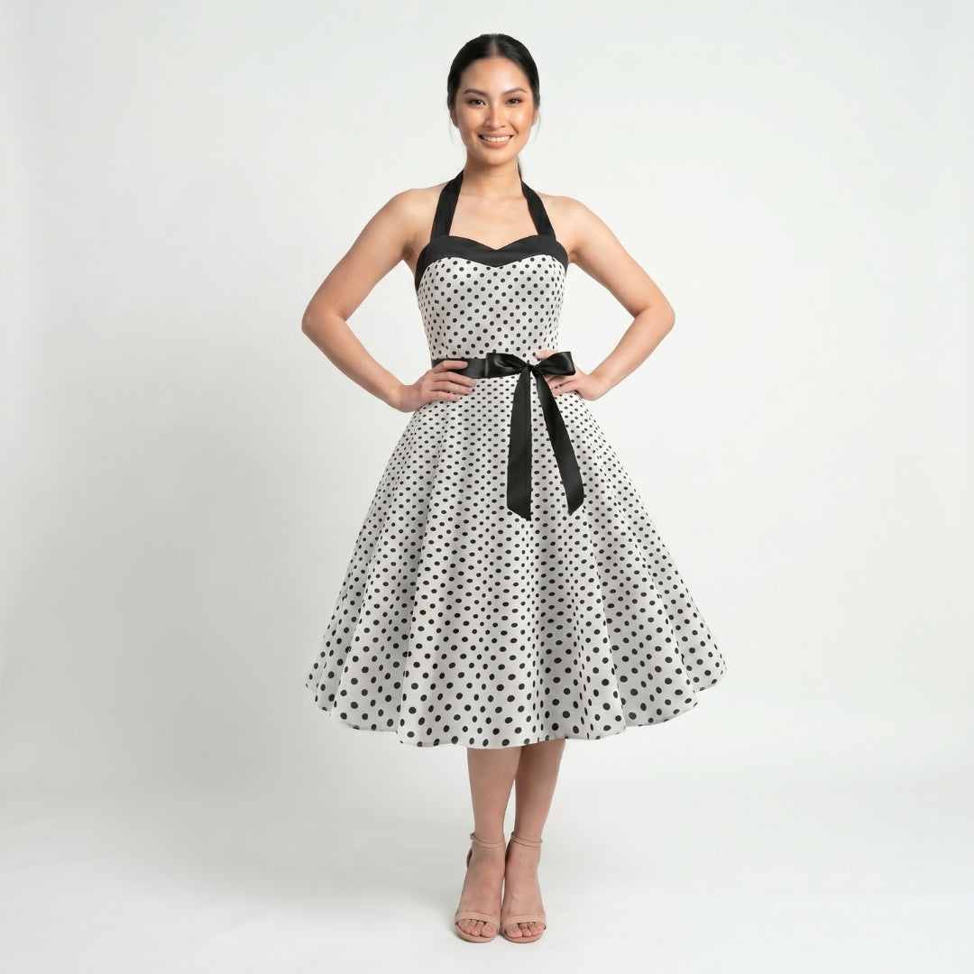 Geneviève Women’s Polka Dot Halter Midi Dress
