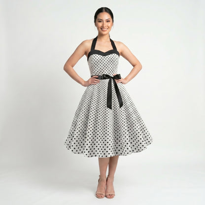 Geneviève Women’s Polka Dot Halter Midi Dress