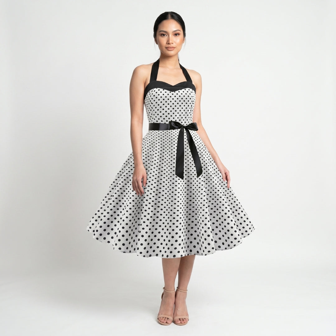 Geneviève Women’s Polka Dot Halter Midi Dress